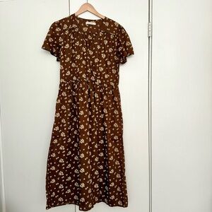 Christy Dawn. “Dawn” Floral Brown Midi Dress